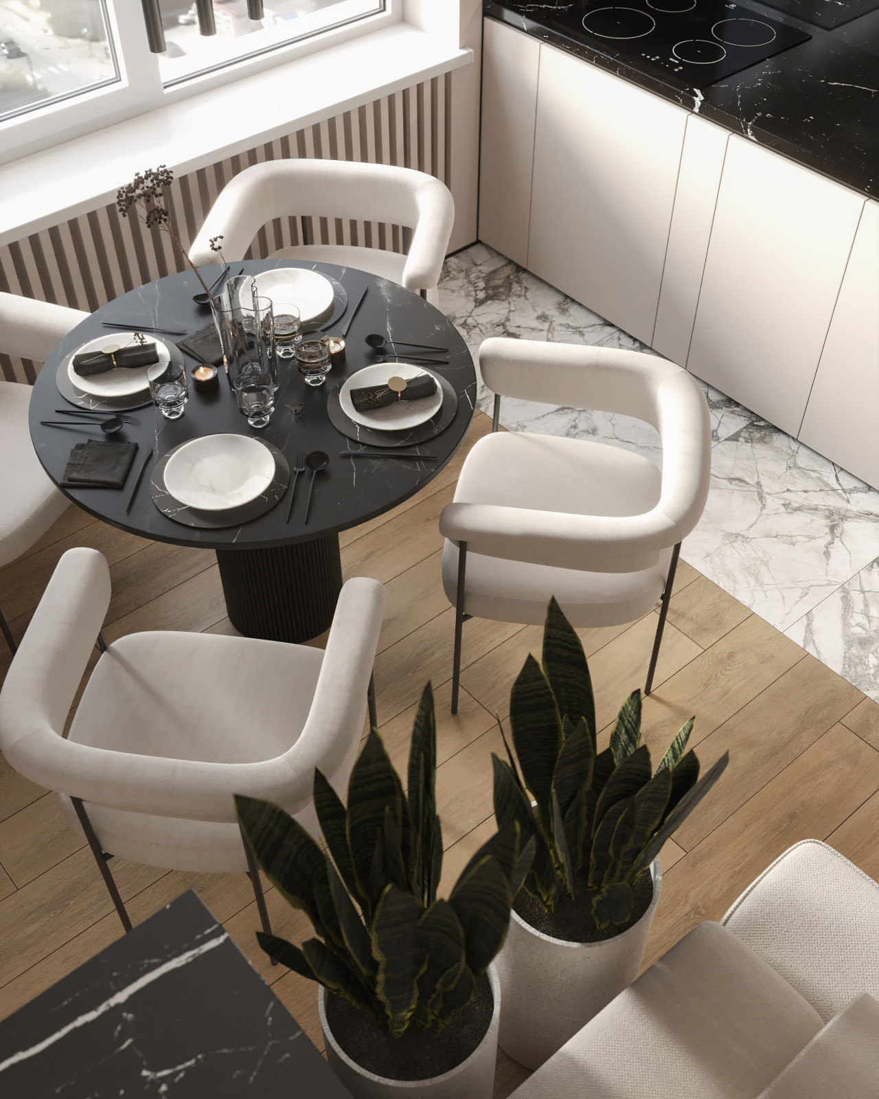 17. Marble 106м². Кухня-гостиная