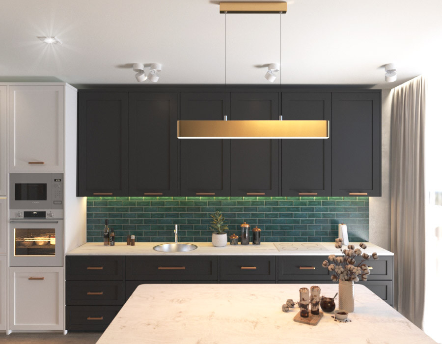 Кухня с островом в ЖК Халтурина