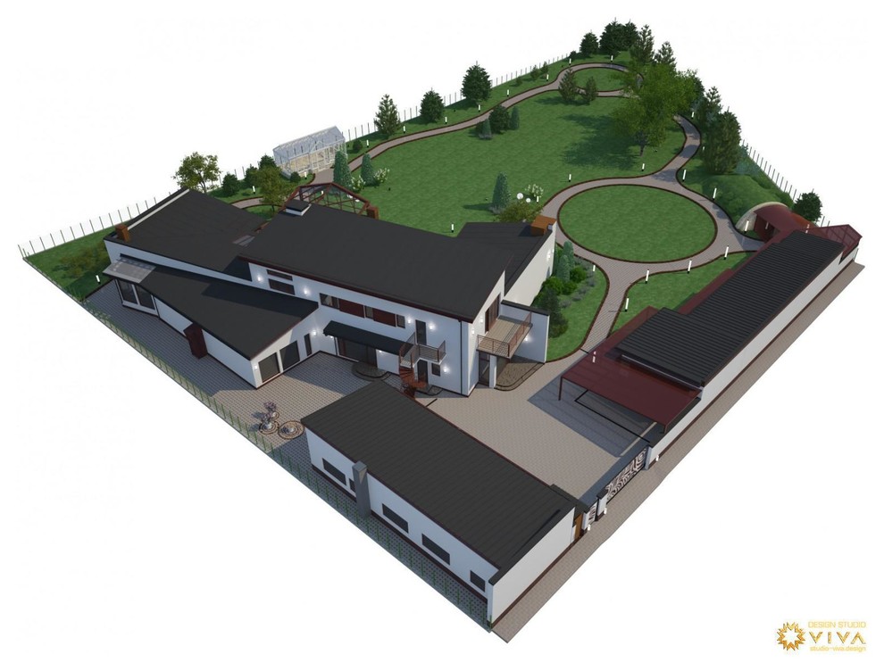 Обложка проекта: 3D визуализация участка и строений в поселке Медовое, Санкт-Петербург