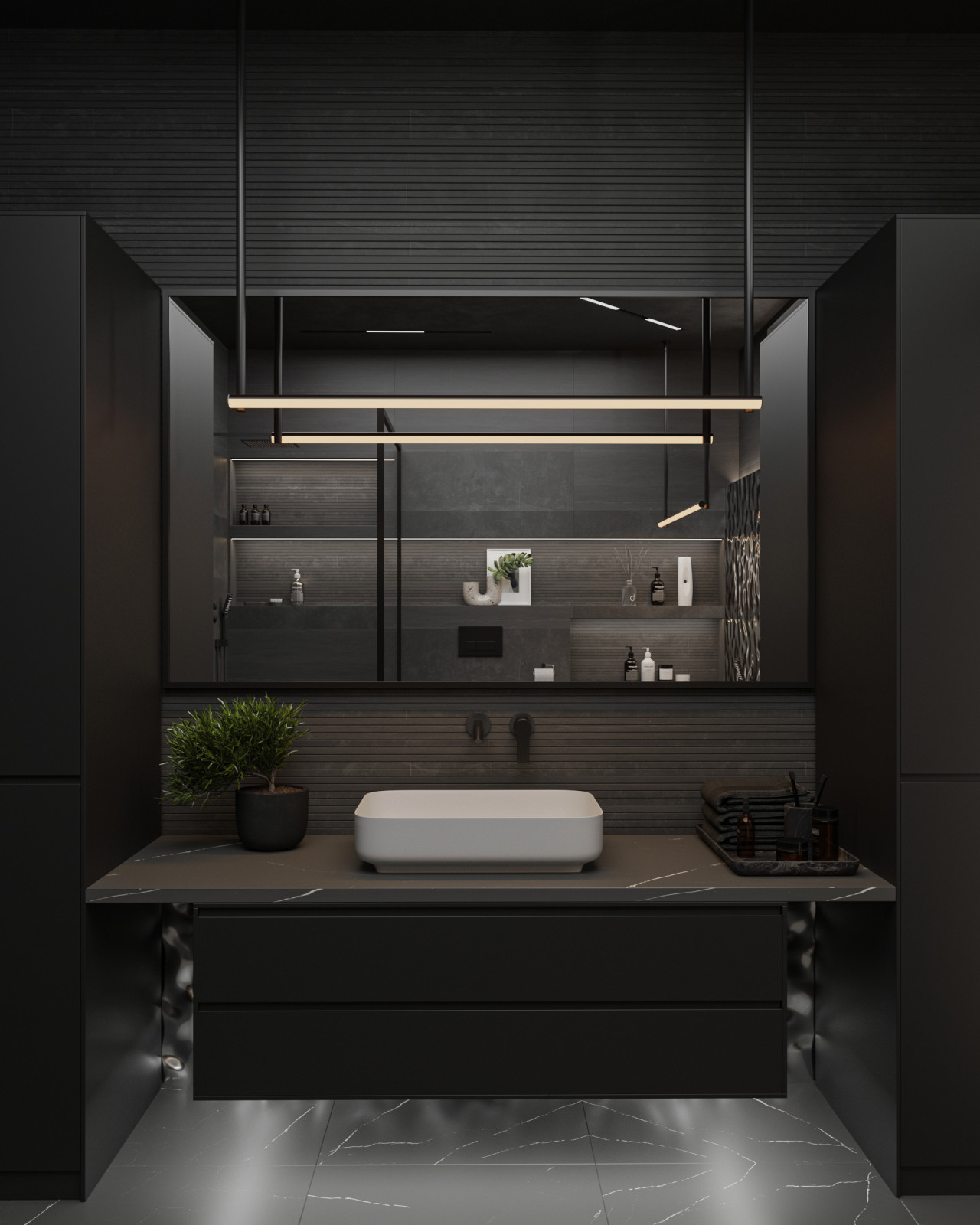 Обложка проекта: Чёрная ванная комната