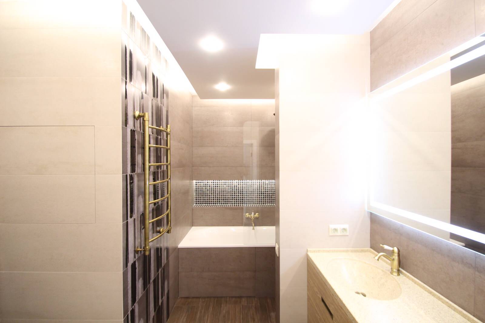 Санузел. Дизайн-проект и готовый результат.