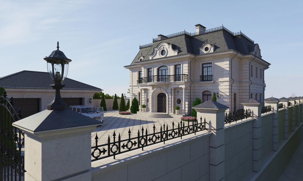 Архитектурный проект жилого дома с бассейном в классическом стиле. 1100кв.м.