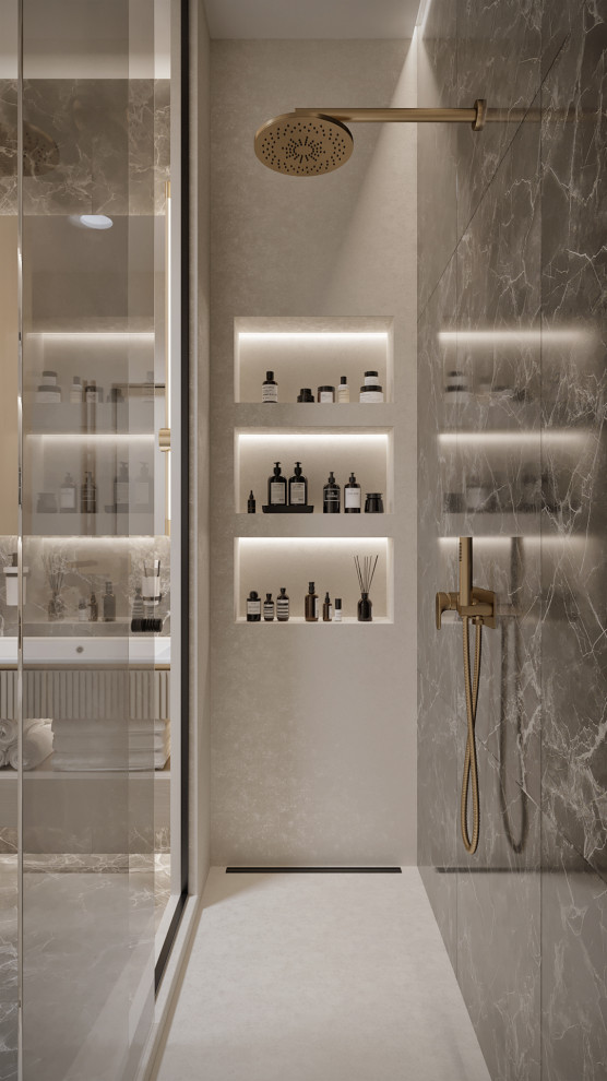 3к студия монохромный интерьер в стиле Современной классики