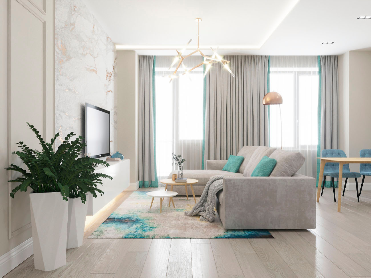 Светлый современный дизайн квартиры для молодой семьи