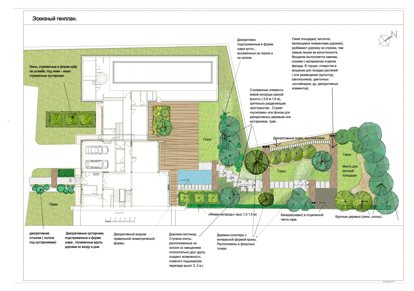 Cад с бассейном. Резиденции Рублево. 2016 г.