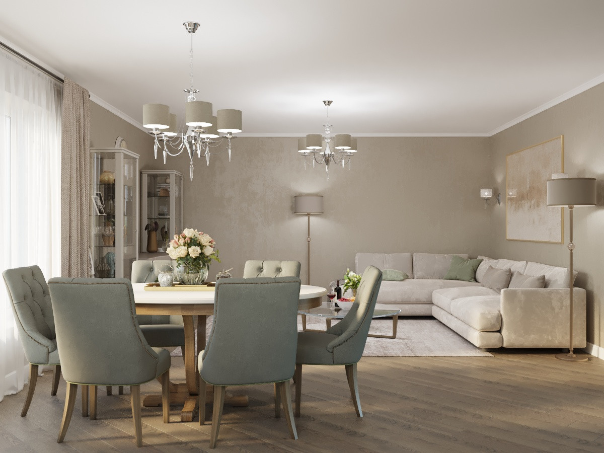 Гостиная-кухня-холл .