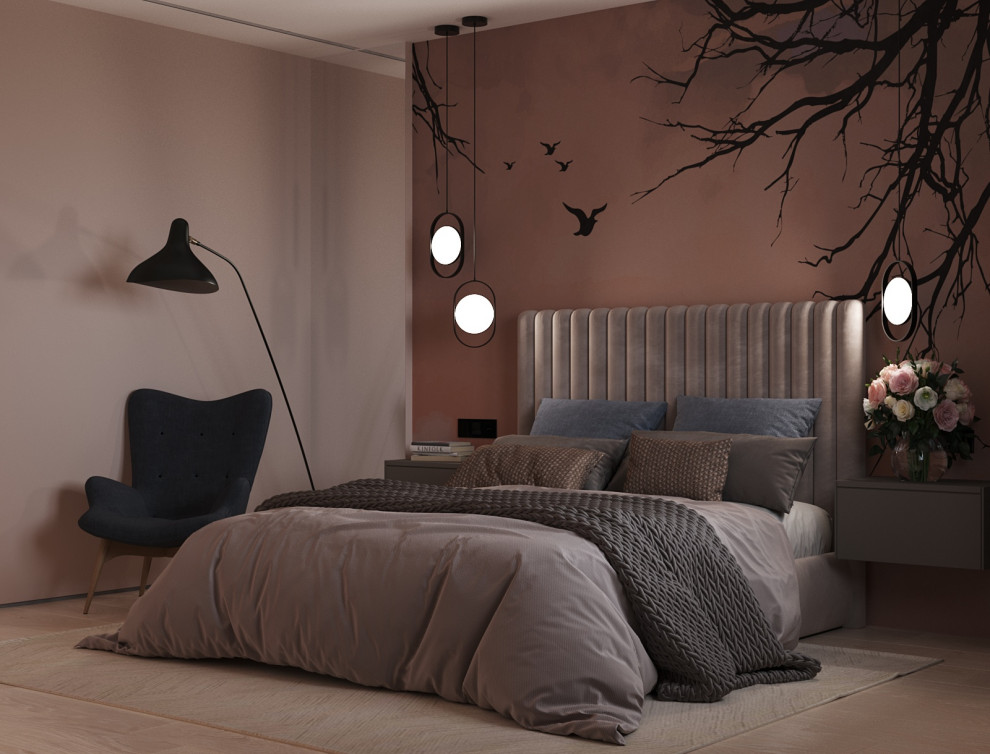 Спальня с авторскими обоями