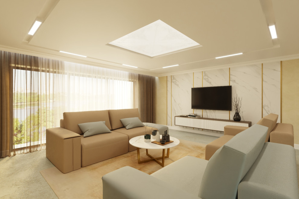 Единое пространство частного дома в стиле Ар-деко