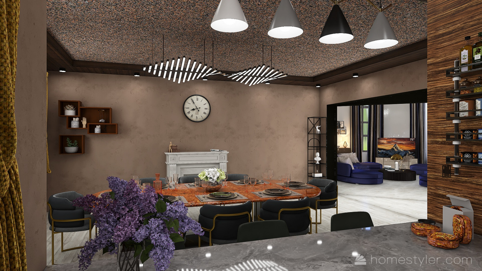 Вид на столовую с барной стойки