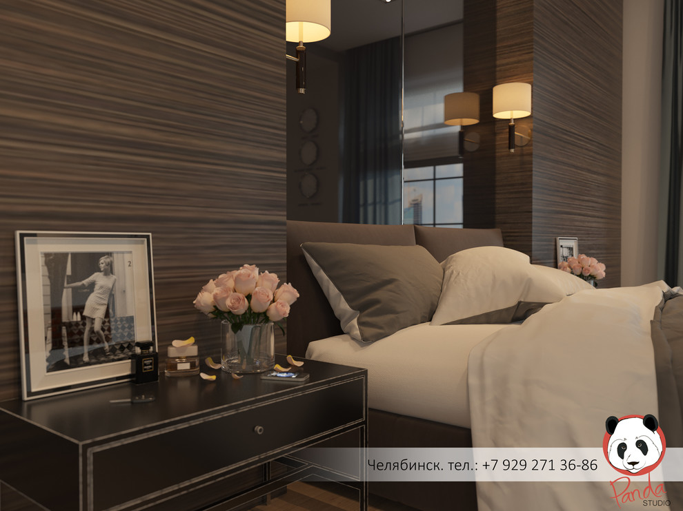 Дизайн интерьера спальни с камином