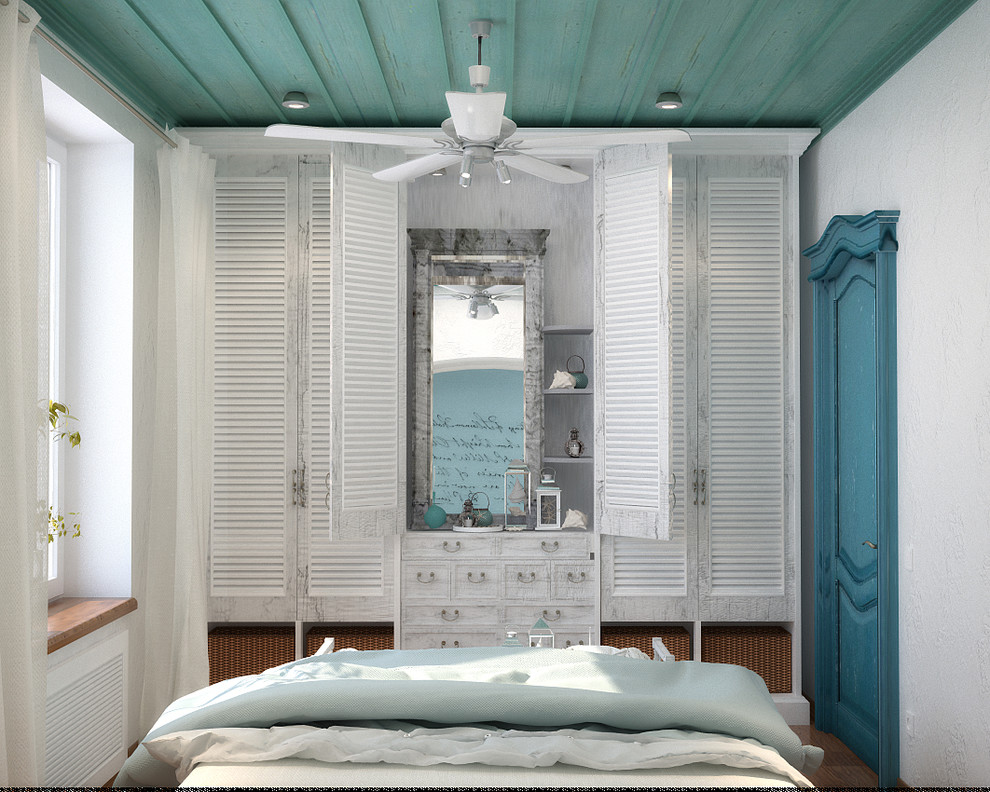 Light blue color in bedroom and living room design