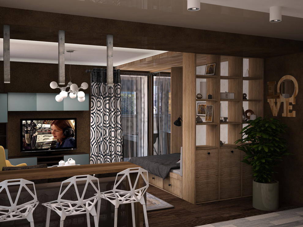 Квартира студия с тремя окнами по двум фасадам