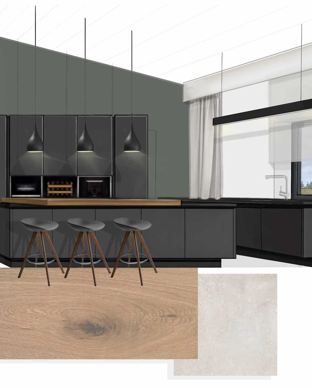 Кухня-гостиная в загородном доме