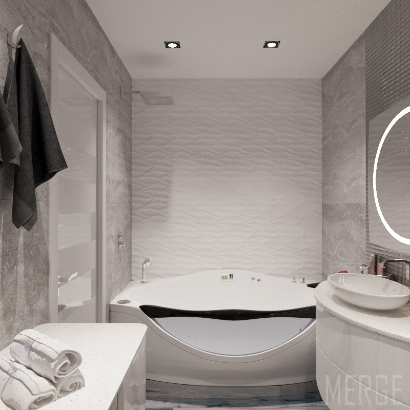 Минималистичная двухкомнатная квартира с видом на ЖД вокзал в Одессе 80м²