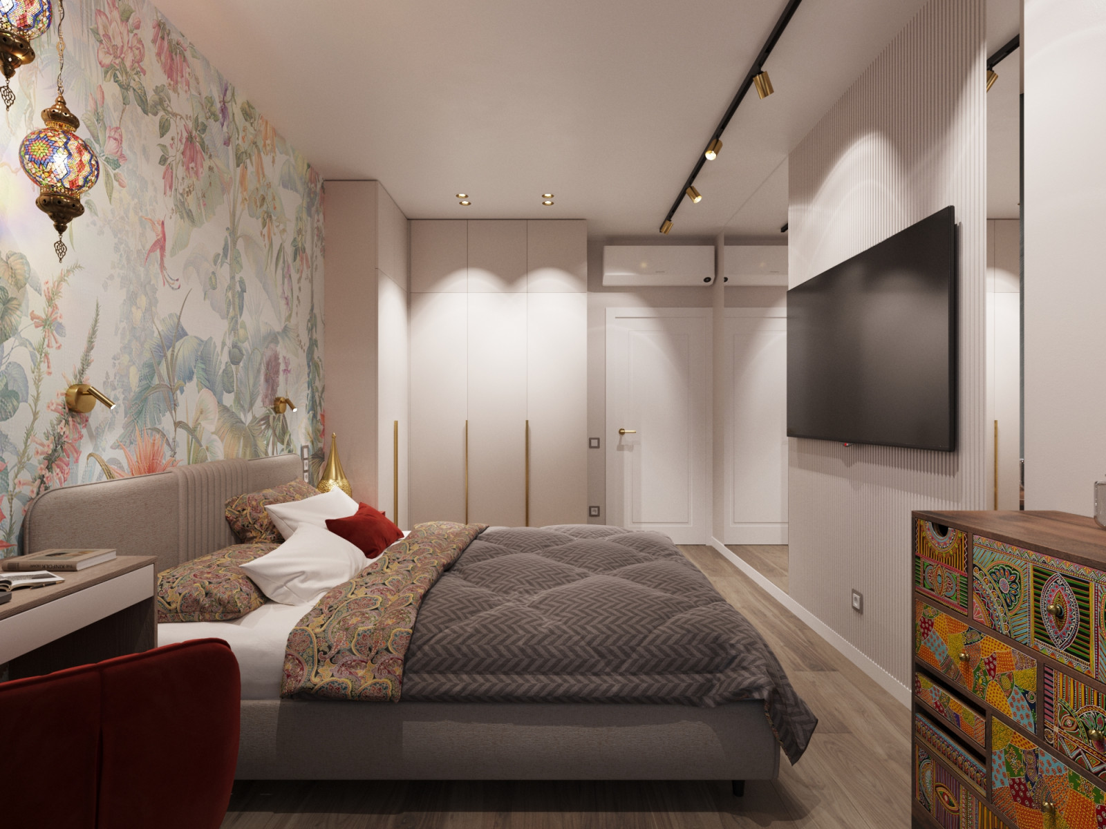 Дизайн проект - яркая двухкомнатная квартира 56 м2