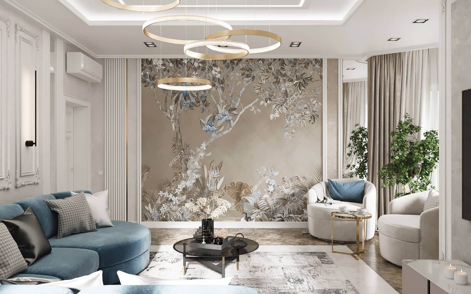 Обложка проекта: Гостиная с фреской