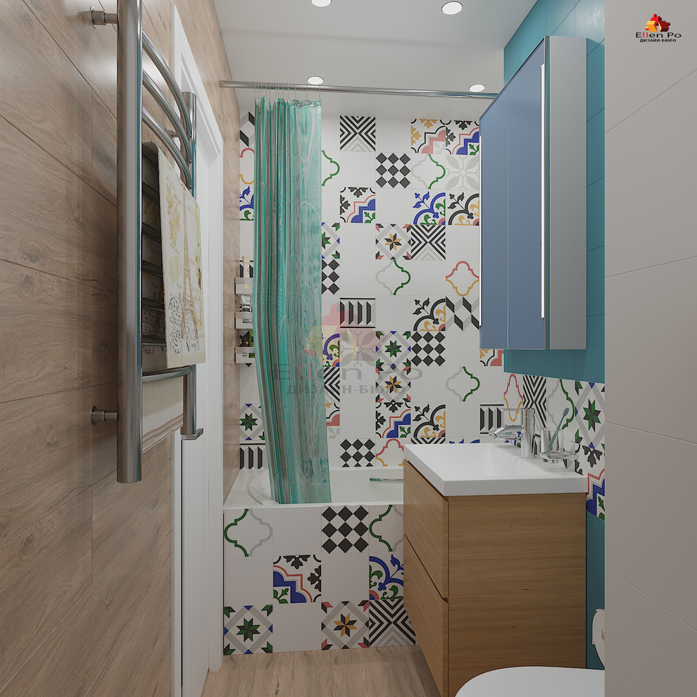 Дизайн однокомнатной квартиры, современный стиль с элементами скандинавского.