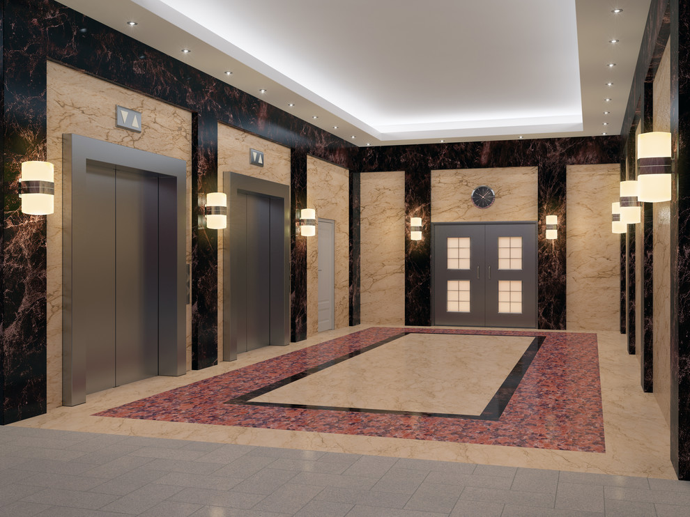Обложка проекта: Лифтовой холл БЦ. 3D визуализация.