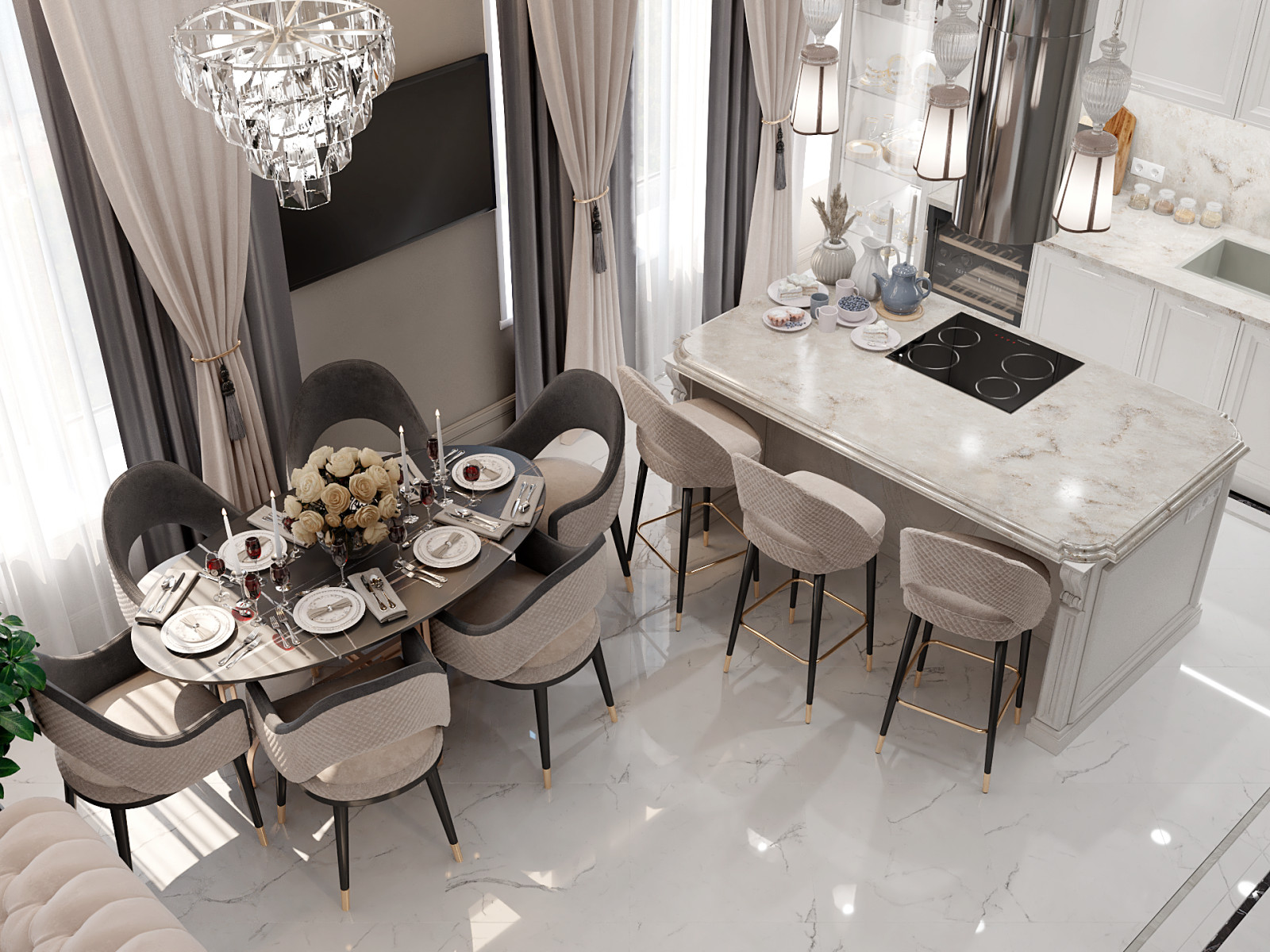 Гостиная в современном стиле в ЖК "Сердце Столицы"