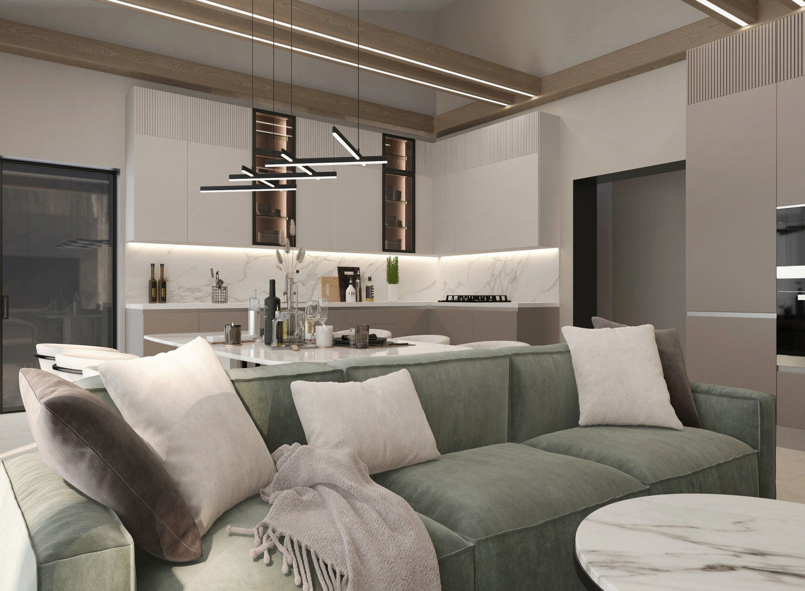 Кухня-гостиная в загородном доме