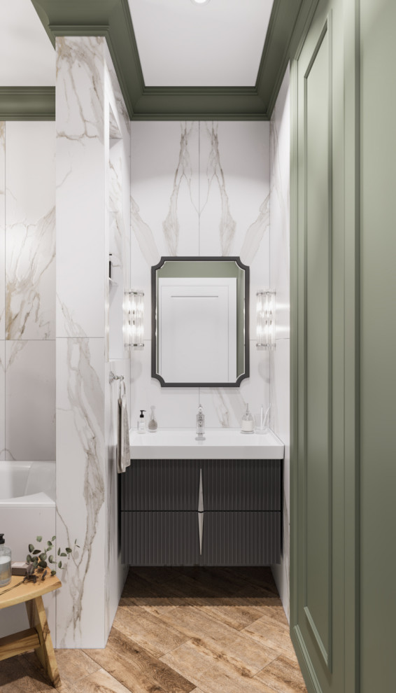 Дизайн интерьера в неоклассике с зелеными акцентами