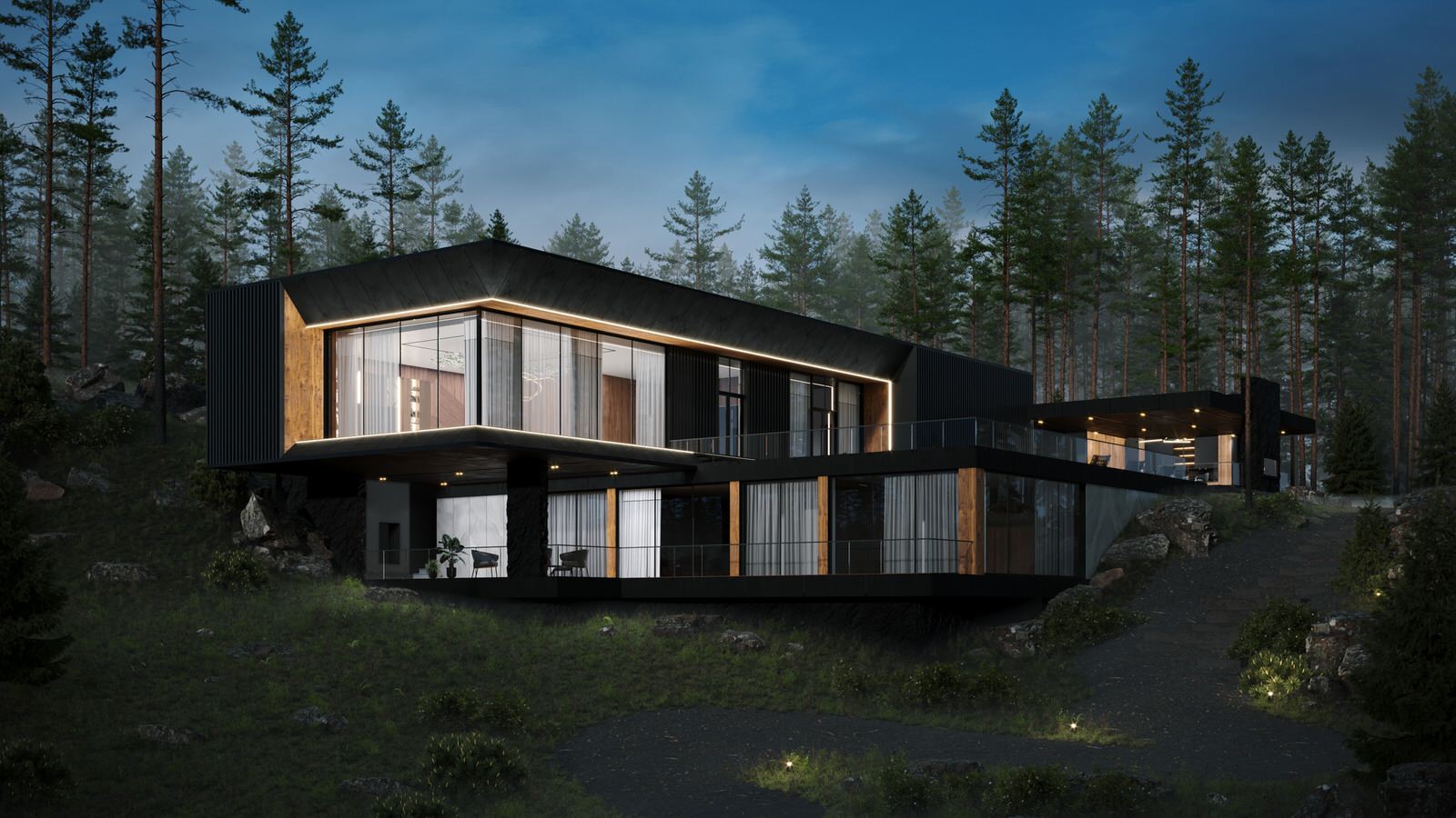 Дом на рельефе 550 м.кв