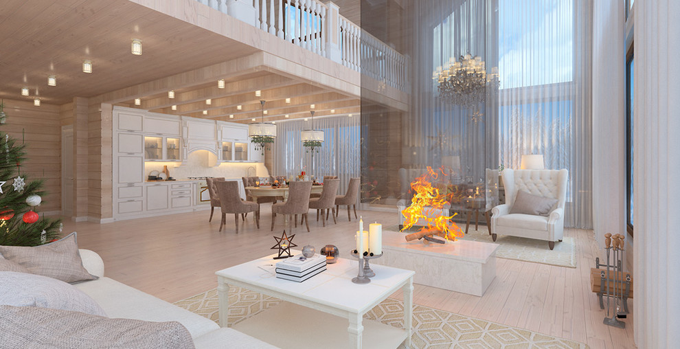 Обложка проекта: Новогодний интерьер в доме из клееного бруса