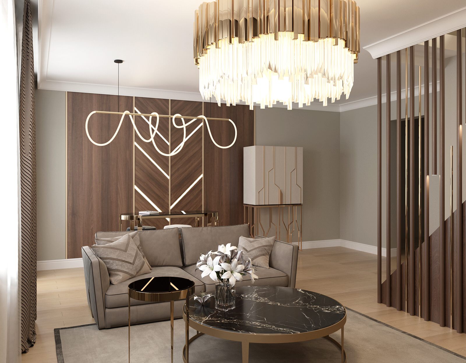 Гостиная и кухня в доме, г. Уфа, 2020 г.