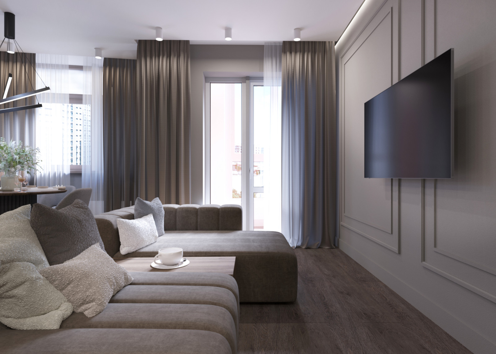 Дизайн проект квартиры в современном стиле, для девушки.