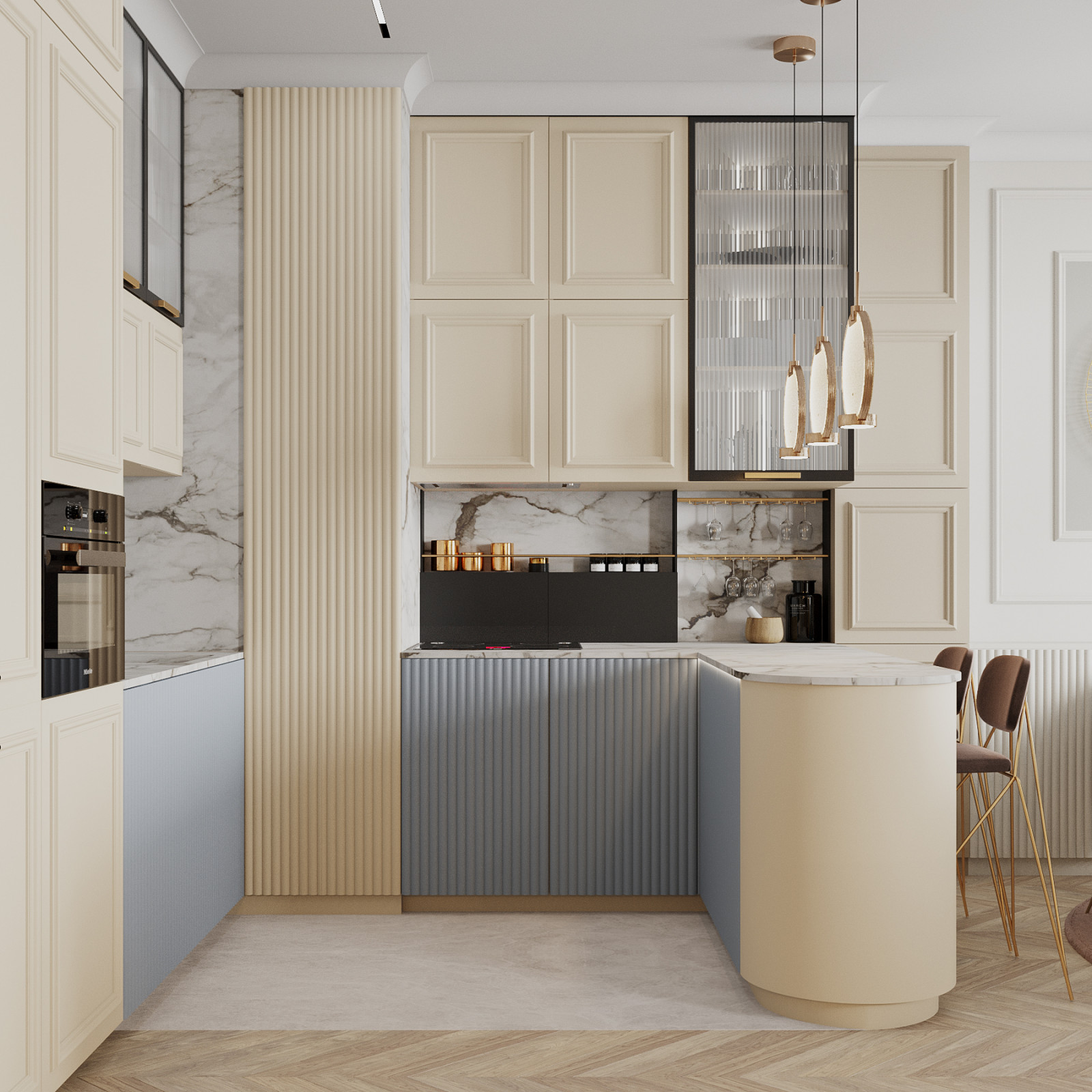 Современная классика. Квартира более 100м2. Кухня