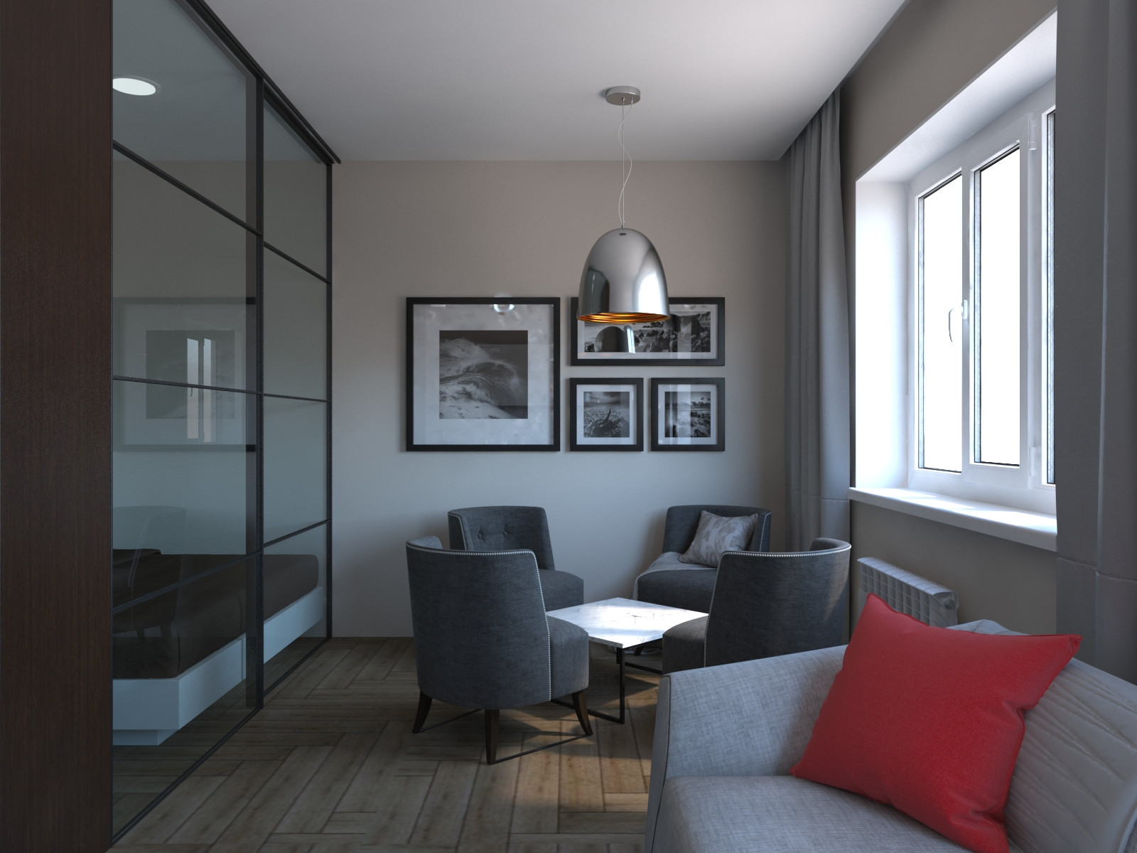 Интерьер студии в ЖК "Резидент парк"