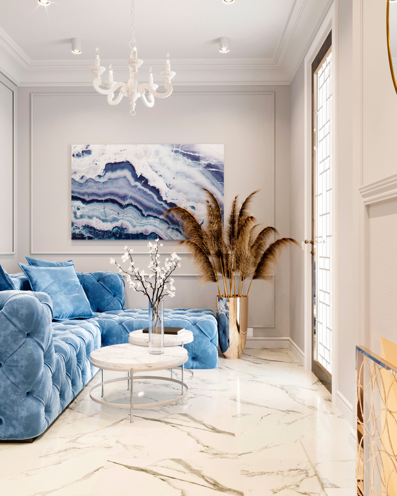 Интерьер кухни-гостиной в современном классическом стиле