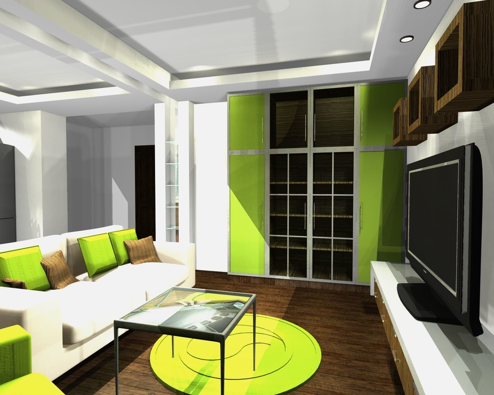 Единое пространство небольшой квартиры в 2-х вариантах