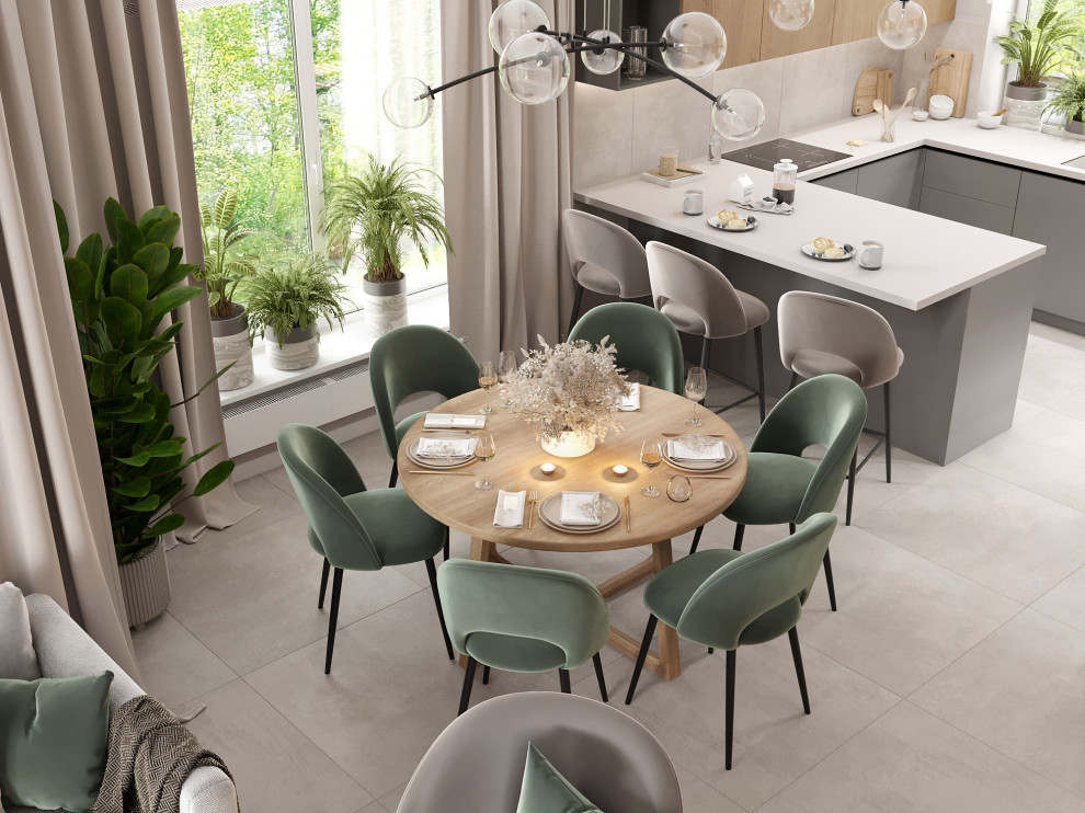 Визуализация кухни-гостиной в современном стиле