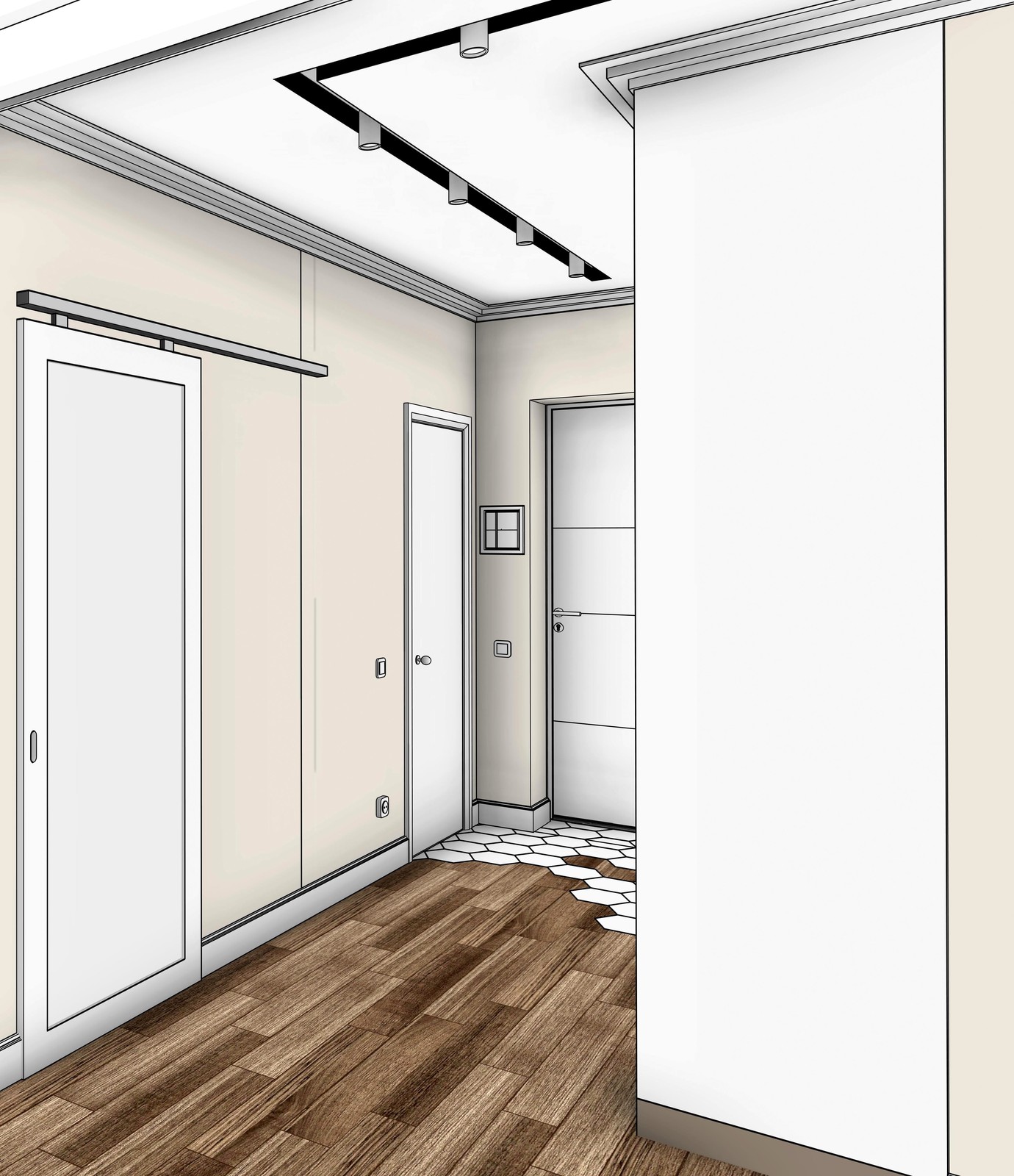 Квартира в новостройке для молодой семьи (графичная подача проекта)