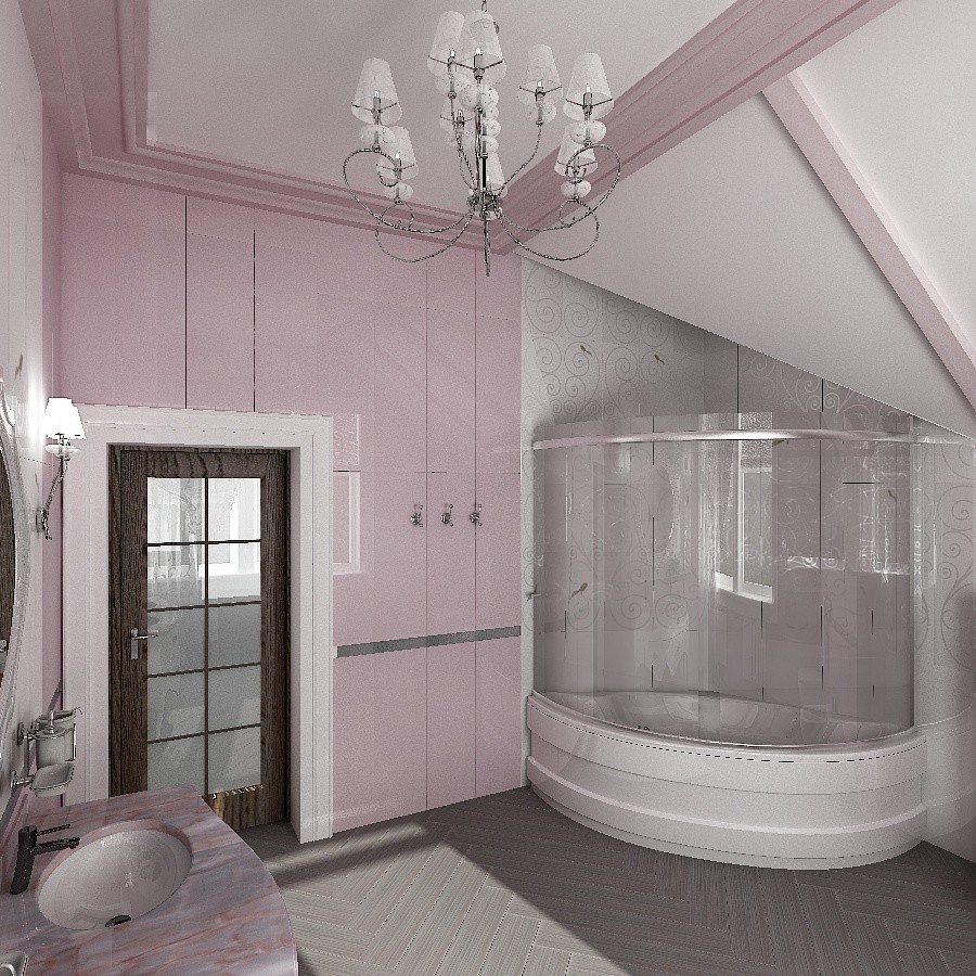 Дизайн-проект ванной в стиле "Шале".