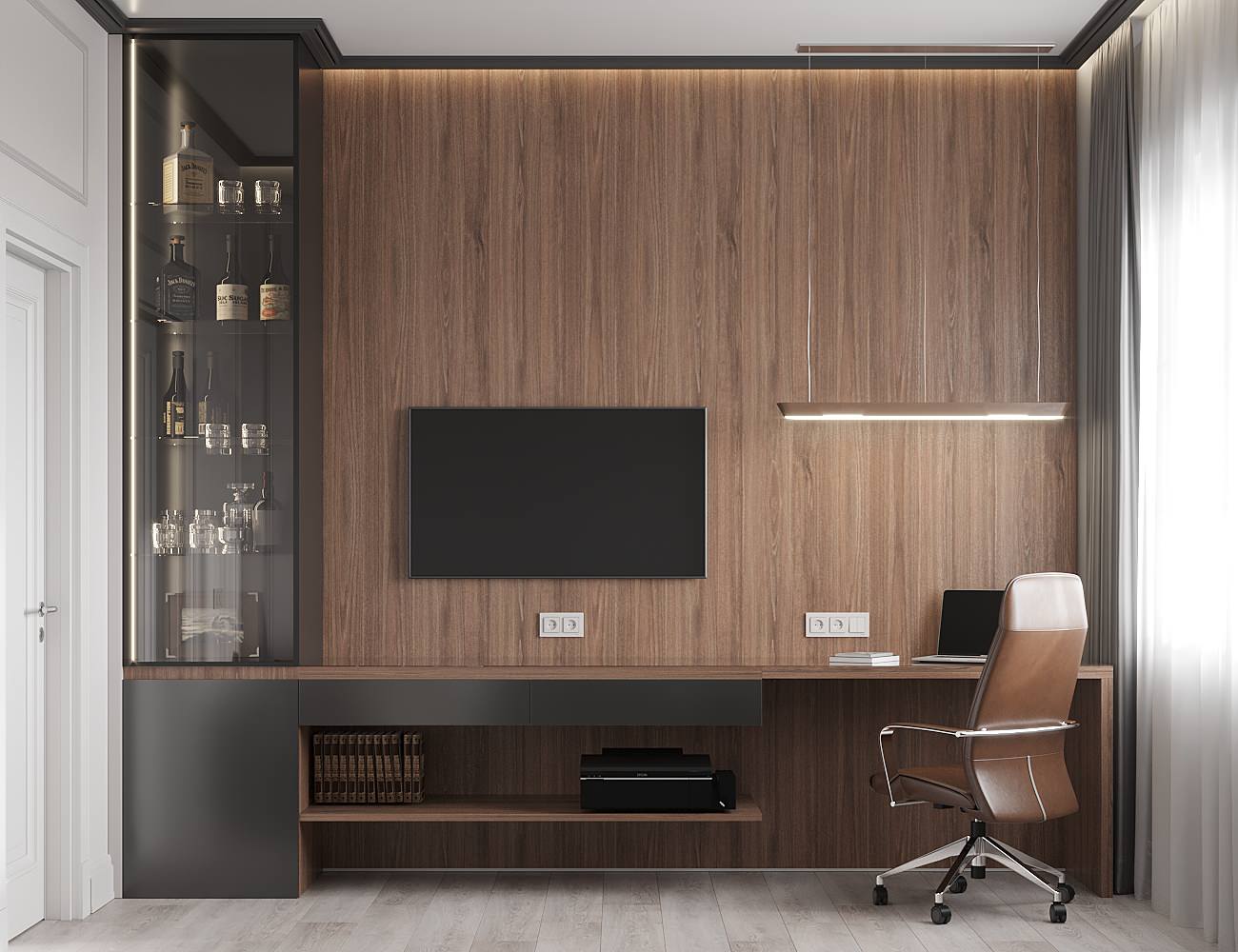 Кабинет. Дизайн проект дома в поселке "Вавиловец"