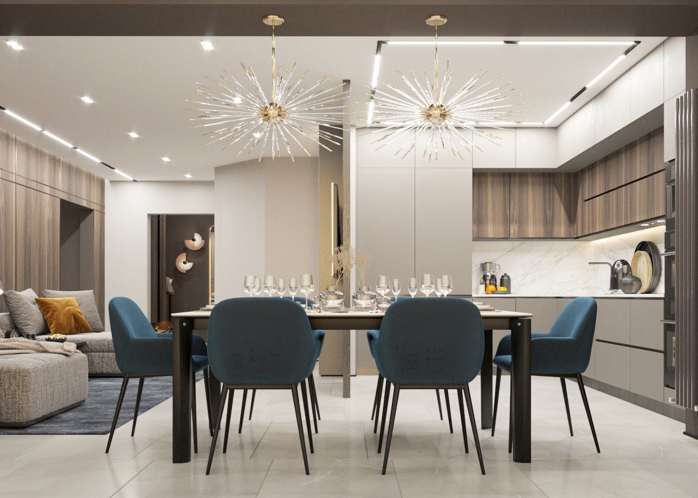 Контрастный дизайн в проекте квартиры в ЖК Культура