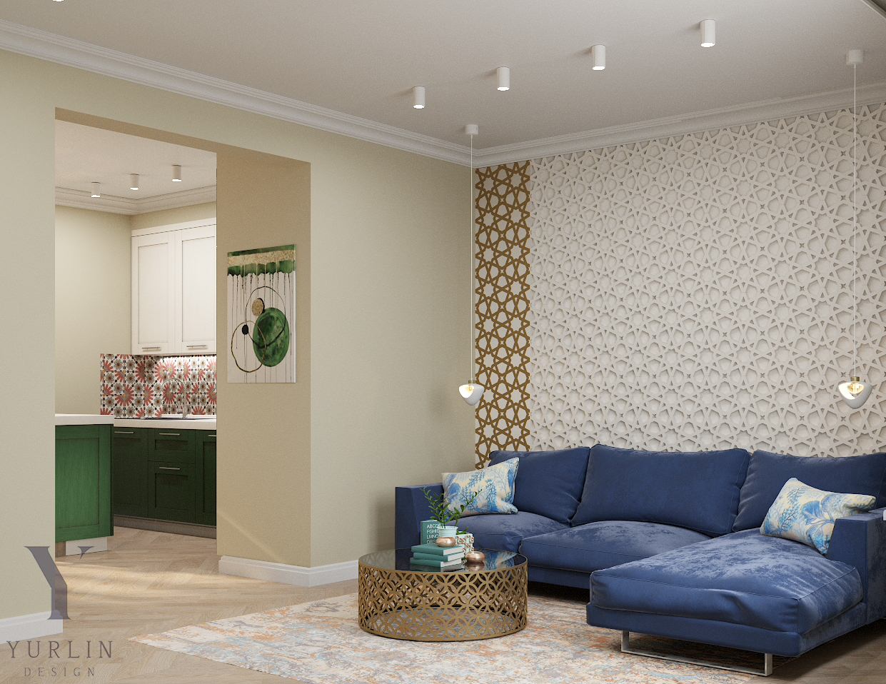 Дизайн проект кухни, гостиной и санузла