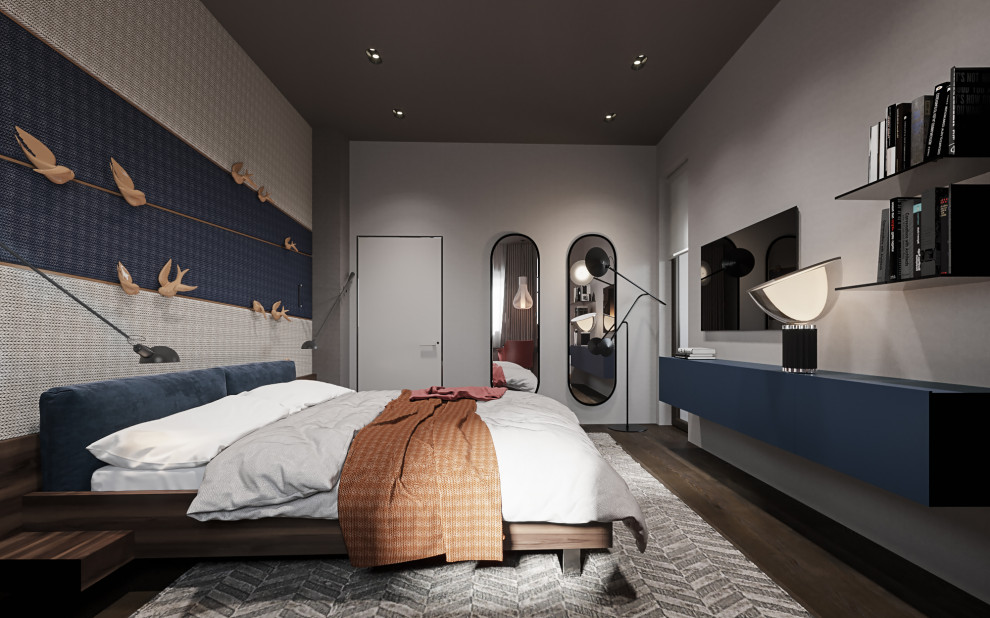 Спальня в современном стиле в колониальных тонах