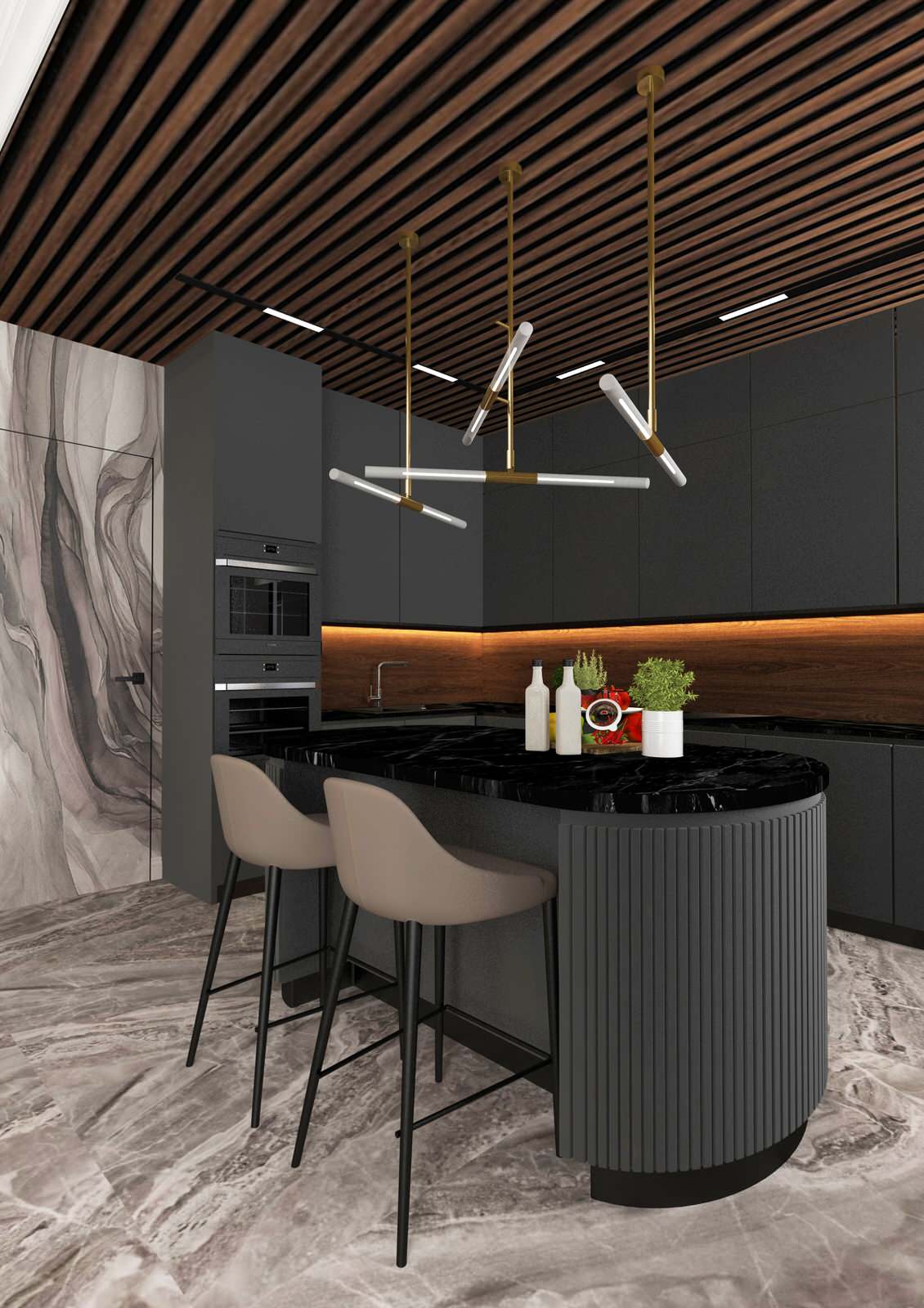 Кухня-гостиная из проекта частного дома 5 бригада