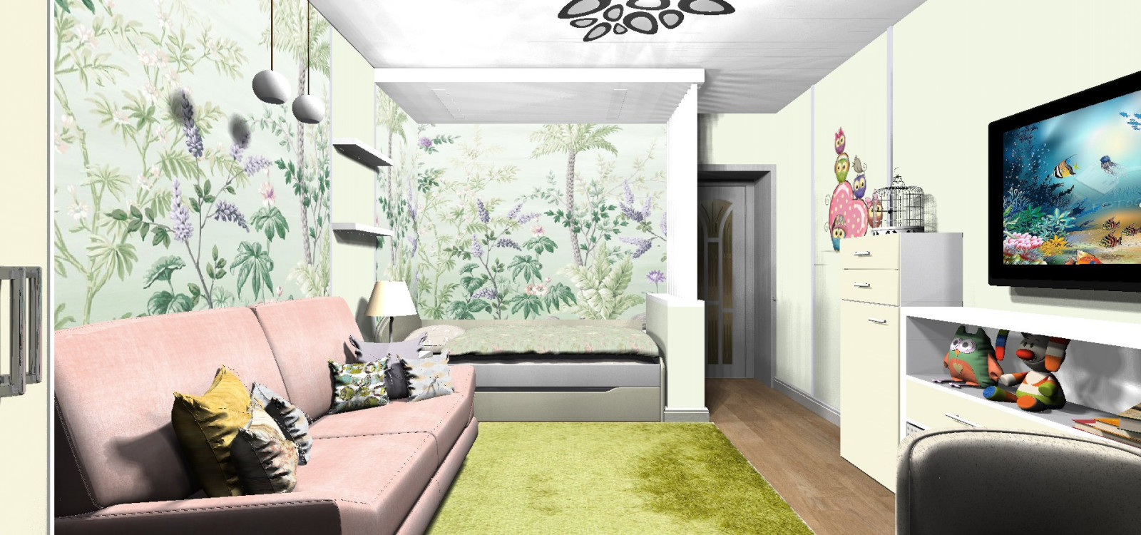 Два цветовых варианта. Детская для маленькой и очень позитивной девочки)