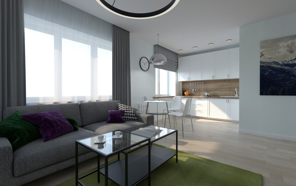 Дизайн однокомнатной квартиры  в смешанном стиле