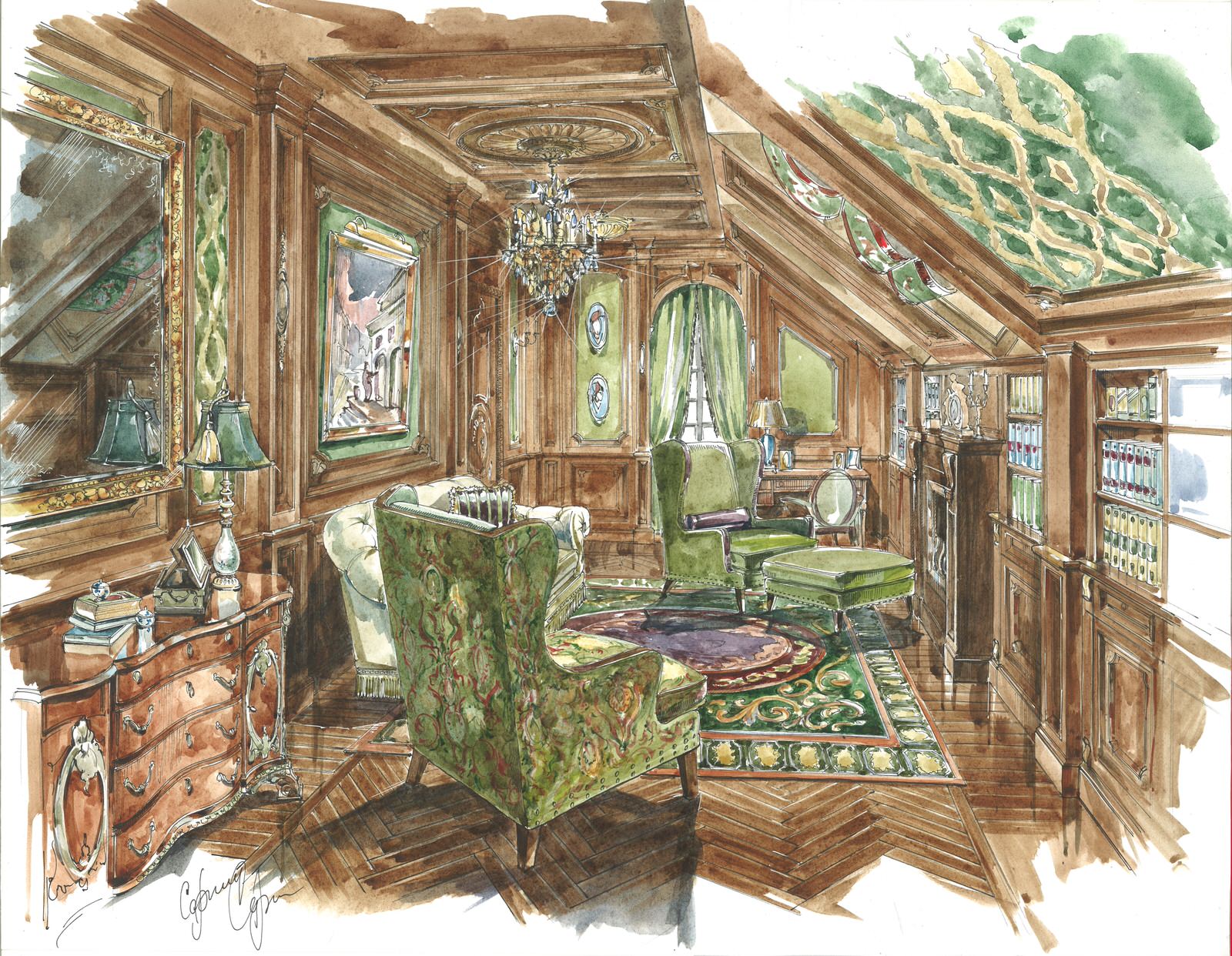 Акварельные эскизы. Загородный дом в Екатеринбурге.