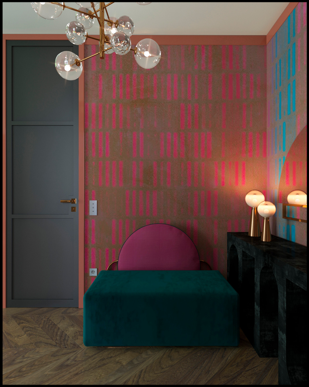 Дизайн прихожей с оригинальными обоями в ЖК "ЗИЛАРТ"