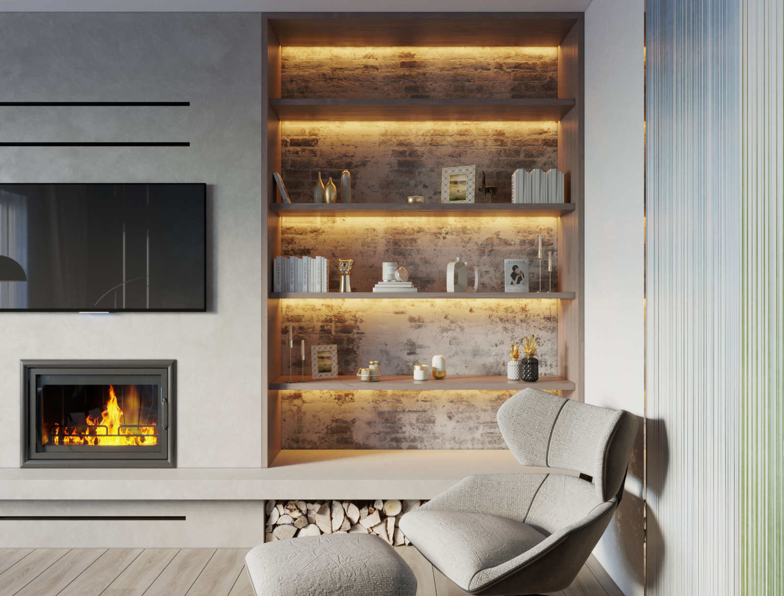 Дизайн гостиной с камином. Ставрополь