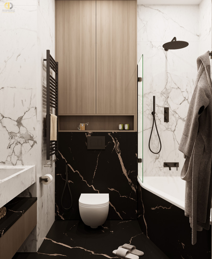 Дизайн-проект 2х-комнатной квартиры в темных тонах в минимализме