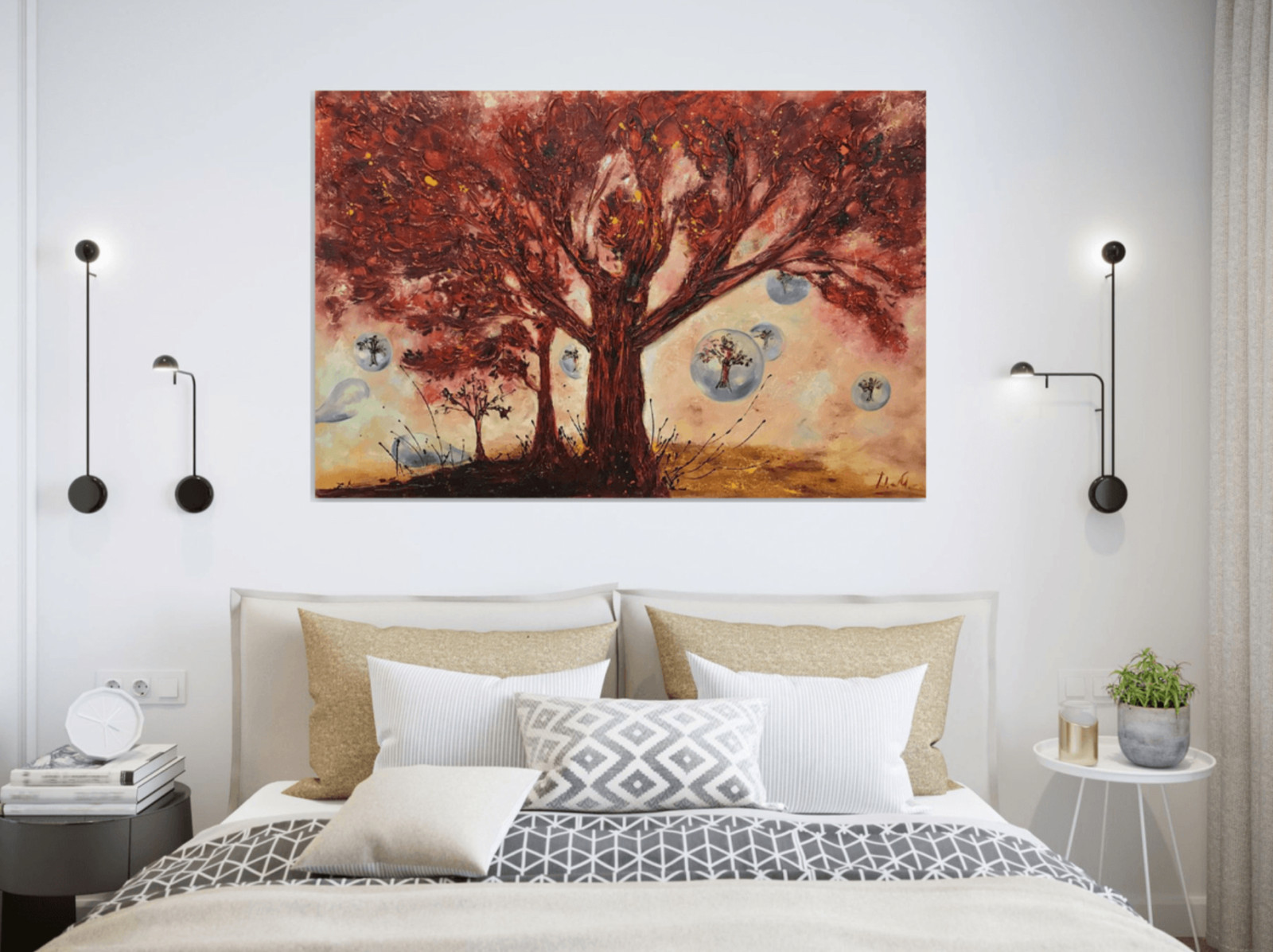 Спальня - Дизайн интерьера - Картины художницы Дианы Маливани (1)