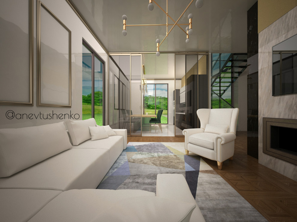 Дом 2 этажный для теплого региона в современном стиле.