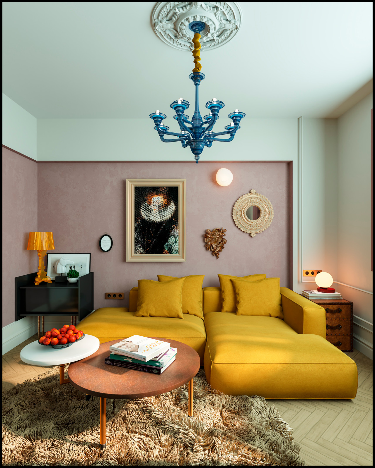 Эклектичный проект квартиры с огромной гардеробной с окном